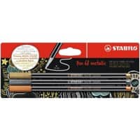STABILO Pen 68 Metallic Pen 68 Metallic Felt Tip Pen Assorted Medium Bullet 1.4 mm Non Refillable Pack of 3