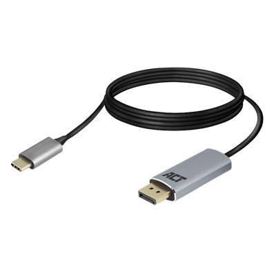 ACT AC7035 1 x USB C Male to 1 x Display Port Female Connection Cable 1.8m Grey