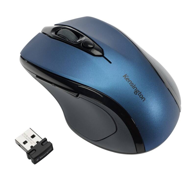 Kensington Pro Fit Wireless Ergonomic Mid-Size Mouse K72421WW Optical For Right-Handed Users USB-A Nano Receiver Blue
