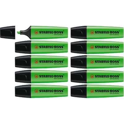 STABILO BOSS ORIGINAL 70/33 Highlighter Green Medium Chisel 2-5 mm Refillable Pack of 10