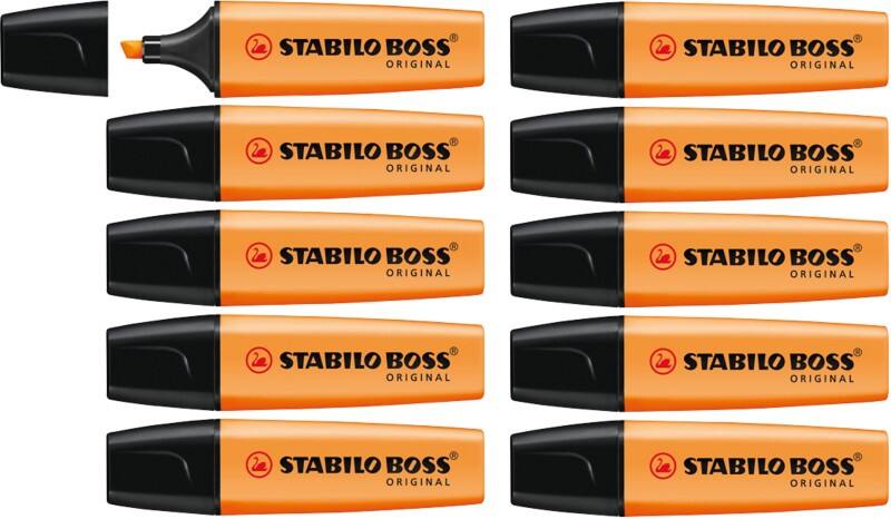 STABILO BOSS ORIGINAL 70/54 Highlighter Orange Medium Chisel 2 - 5 mm Refillable Pack of 10