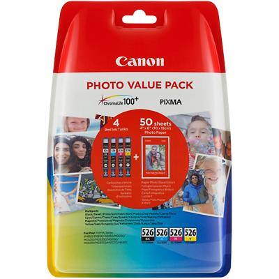 Canon CLI-526 Original Ink Cartridge Black, Cyan, Magenta, Yellow Pack of 4 Multipack