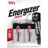 Energizer Battery Max 9V 6LR61 21000 mAh Alkaline Pack of 2
