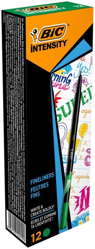 BIC Intensity Fineliner Pen 0.4 mm Needlepoint Green Pack of 12