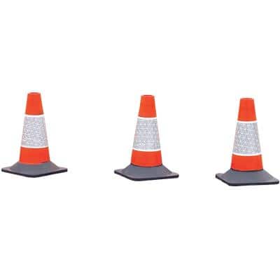 Traffic Cones With Retroreflective Sleeves Red 25.6 x 25.6 x 48 cm