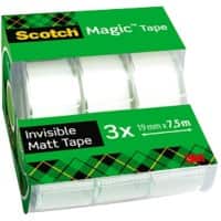 Scotch Magic Tape and Dispenser Invisible 19mm x 7.5m 3 Rolls