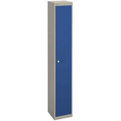 Bisley Basic Contract Locker Lockable with 1 Door CLK121 Steel 305 x 305 x 1802mm Goose Grey & Oxford Blue