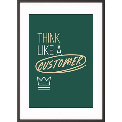 Paperflow Wall Mountable Non Magnetic Motivational Frames "Think Like A Customer" 400 x 500mm Multicolour