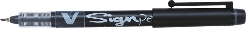 Pilot V-Sign Pen Fineliner Pen 0.6 mm Needlepoint Black Pack of 12