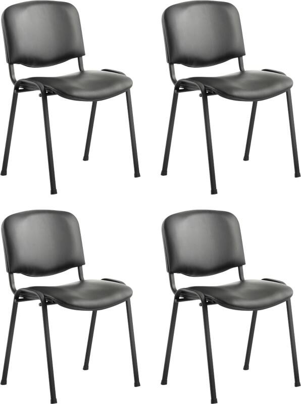 Dynamic Stacking Chair ISO Without Arms Vinyl Black Seat, Black Frame Pack of 4
