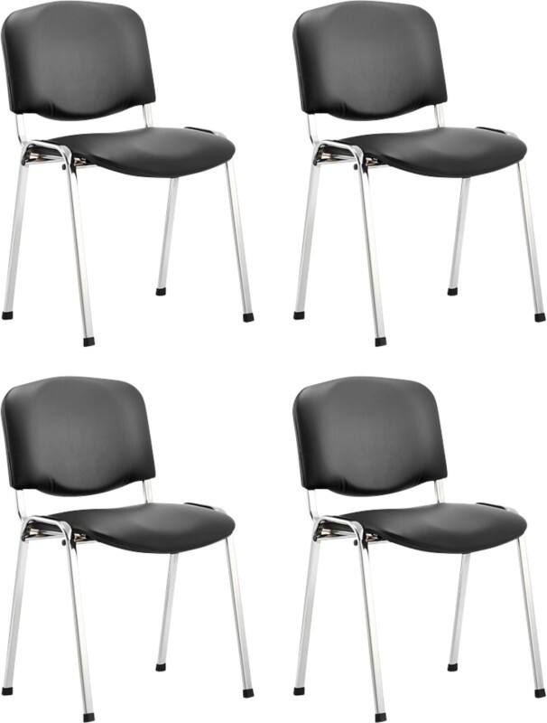 Dynamic Stacking Chair ISO Without Arms Vinyl Black Seat, Chrome Frame Pack of 4