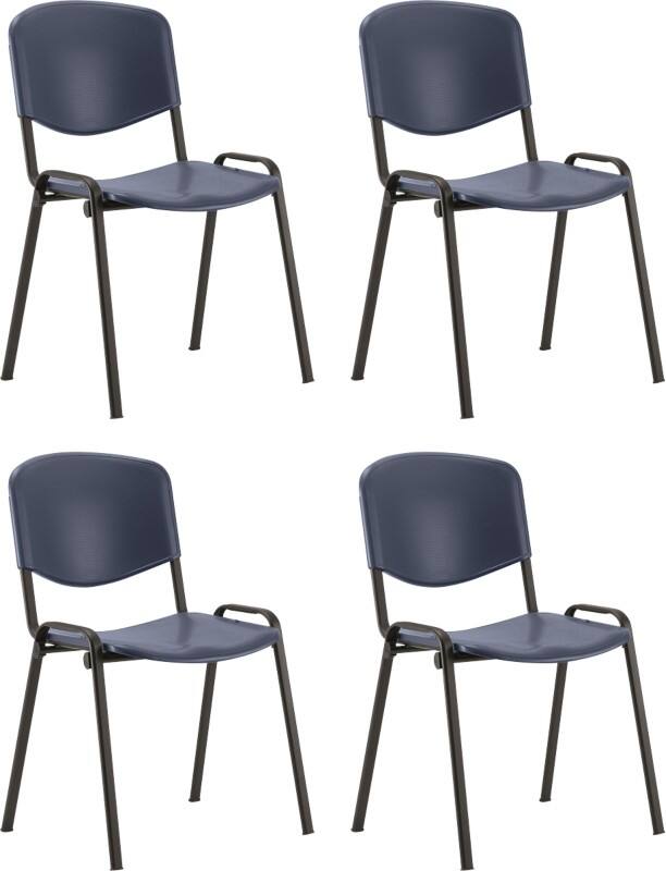 Dynamic Stacking Chair ISO Without Arms Plastic Blue Seat, Black Frame Pack of 4