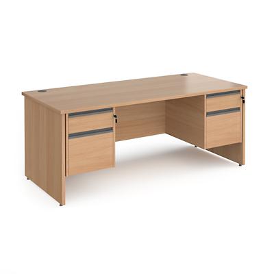 Dams International Straight Desk with Beech Coloured MFC Top and Graphite Frame Panel Legs and 2 x 2 Lockable Drawer Pedestals Contract 25 1800 x 800 x 725mm