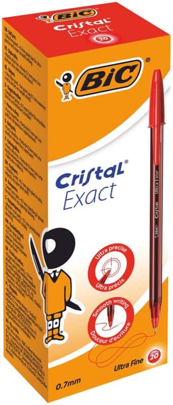 BIC Cristal Exact Cristal Exact Ballpoint Pen Red 0.28 mm Extra Fine Ballpoint Pack of 20