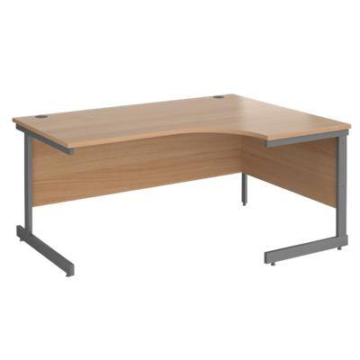 Right Hand Ergonomic Desk with Beech Coloured MFC Top and Graphite Frame Cantilever Legs Contract 25 1600 x 1200 x 725 mm