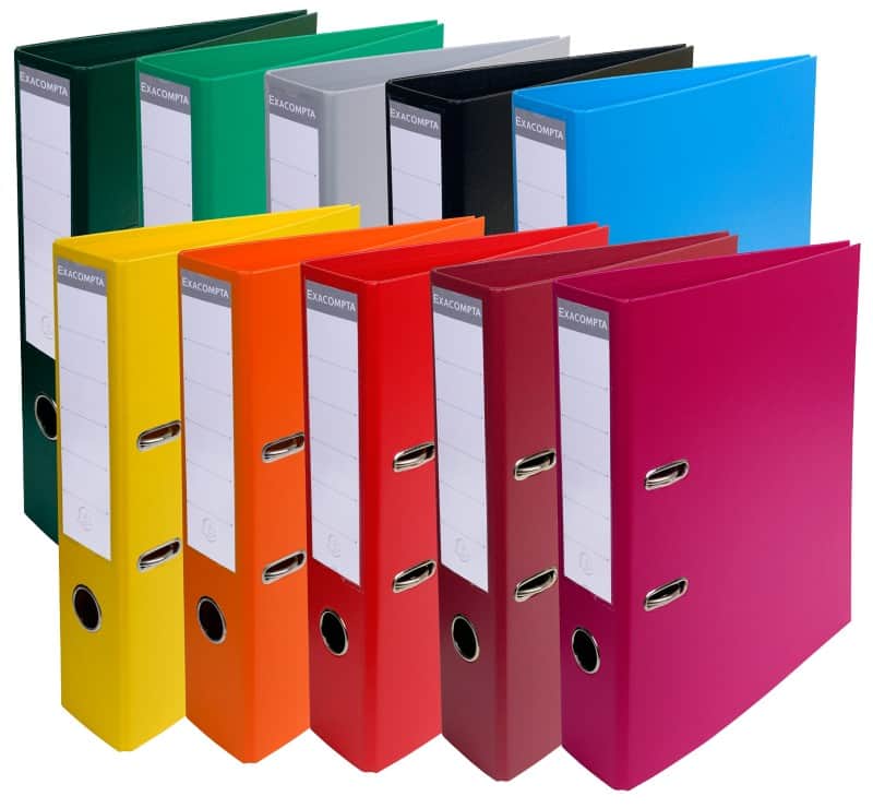 Exacompta Prem Touch Wide Lever Arch File A4 70 mm Assorted 2 Rings 53074E Plastic Portrait  10 Pieces