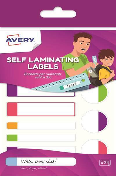 Avery Self-laminating Labels APFLUO24.UK Adhesive A6 Assorted 17 x 86 mm Pack of 24