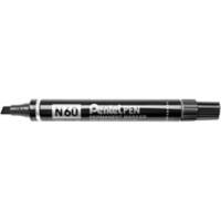 Pentel N60 Permanent Marker Medium Chisel 3.9-5.7 mm Black Waterproof Pack of 12