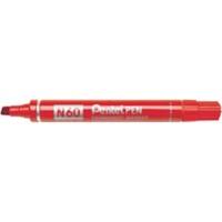 Pentel N60 Permanent Marker Medium Chisel 3.9-5.7 mm Red Waterproof Pack of 12
