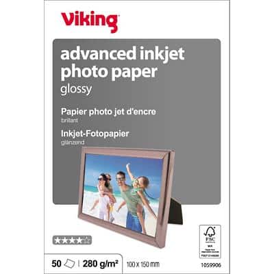 Viking Inkjet Photo Paper Glossy A6 280 gsm White 50 Sheets