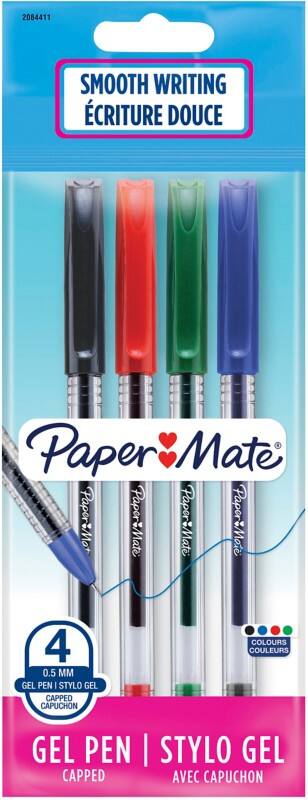 Papermate Jiffy Gel Pen 0.5 mm Needlepoint Assorted Pack of 4
