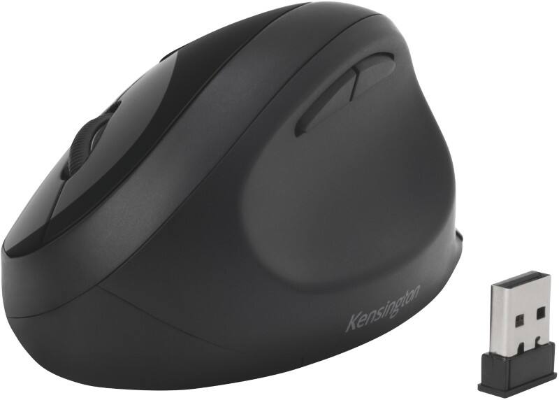Kensington Pro Fit Dual Wireless Ergonomic Mouse K75404EU Optical For Right-Handed Users Bluetooth/USB-A Nano Receiver Black