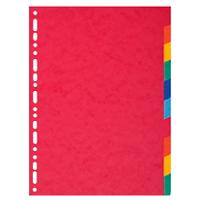 Exacompta Blank Dividers A4+ Assorted Multicolour 10 Part Cardboard 18 Holes 2110E
