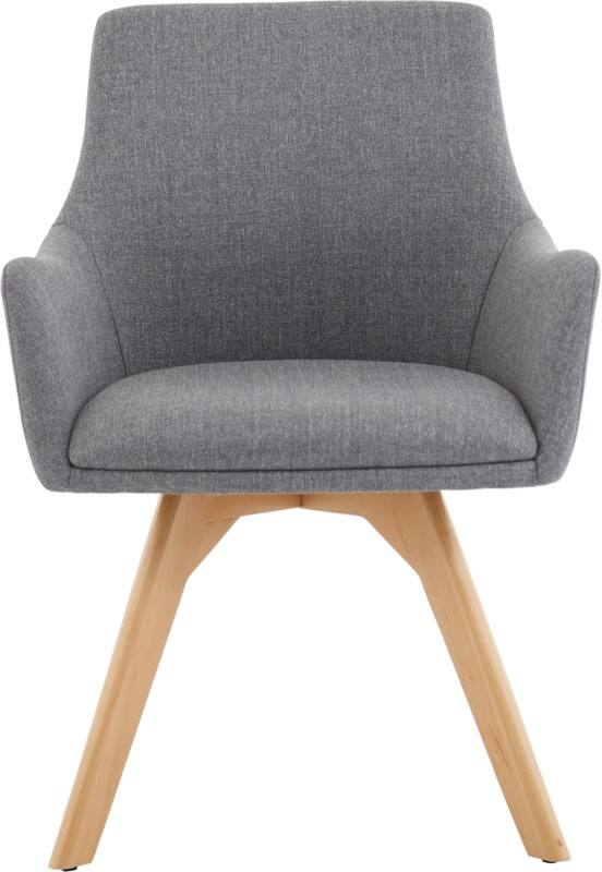 dynamic Wooden Leg Chair Fabric Fixed Armrest Grey Carmen 640 mm