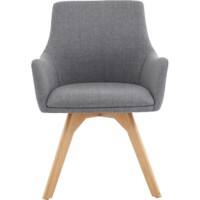 Dynamic Wooden Leg Chair Fixed Armrest Carmen Grey Fabric