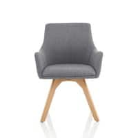 Dynamic Wooden Leg Chair Fixed Armrest Carmen Grey Fabric