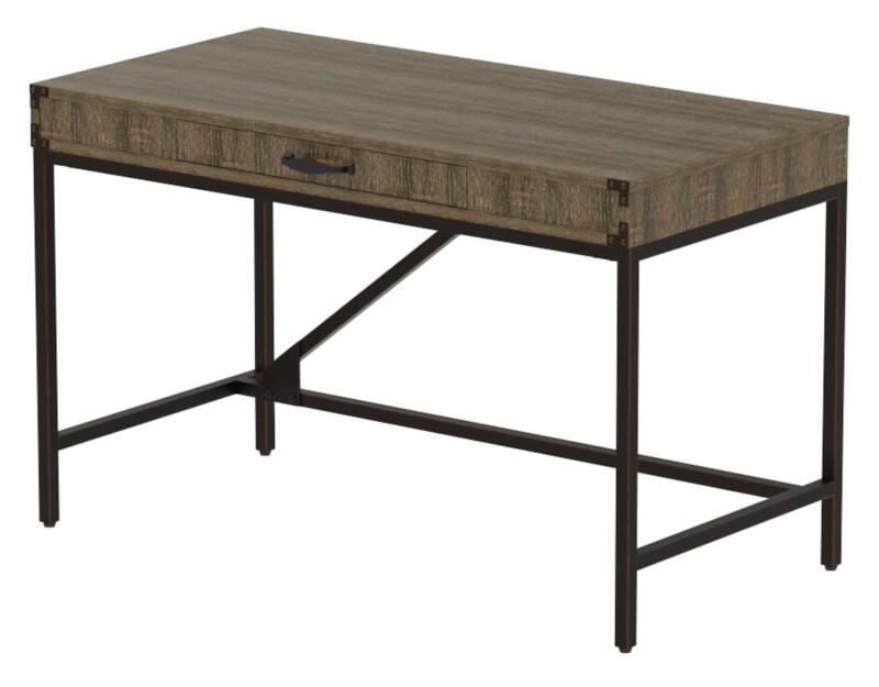 dynamic Chester Boutique Home Office Desk Rectangular Oak 4 Metal legs 1 Drawer 1,200 (W) x 600 (D) x 750 (H) mm MDF (Medium-Density Fibreboard), Metal