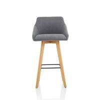 Dynamic Bar Stool with Fixed Armrests Carmen Fabric Grey, Wood