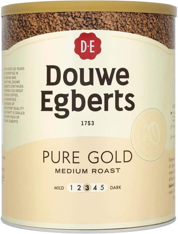 Douwe Egberts Pure Gold Coffee Tin Instant Medium 750 g