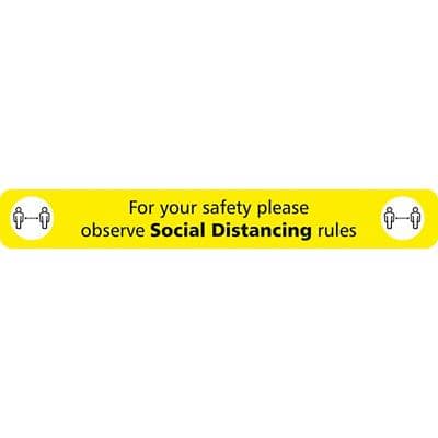 Seco Floor Sticker Observe social distancing rules Yellow Anti-Slip Laminate 60 x 8 cm