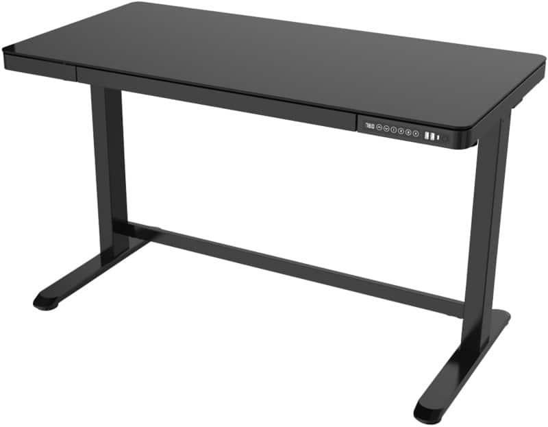 euroseats Sit Stand Desk Rectangular Black C-Foot 1 Drawer 1,202 (W) x 602 (D) x 1,210 (H) mm Metal