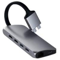 Satechi Dual Multimedia Adaptor USB-C Male HDMI Female, RJ45 (8P8C) Female, USB A Female Grey