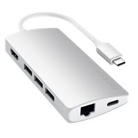 Satechi V2, ST-TCMA2S USB-C Male to HDMI, Gigabit Ethernet, 3 x USB 3.0 Ports, Micro/SD Card Readers Multiport Adapter 4.13 inch Silver