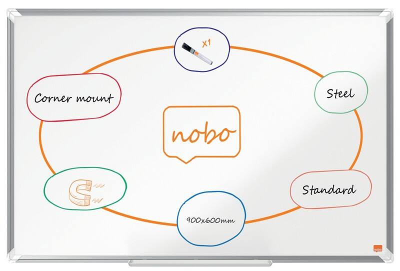 Nobo Premium Plus Whiteboard 1915155 Wall Mounted Magnetic Lacquered Steel 90 x 60 cm