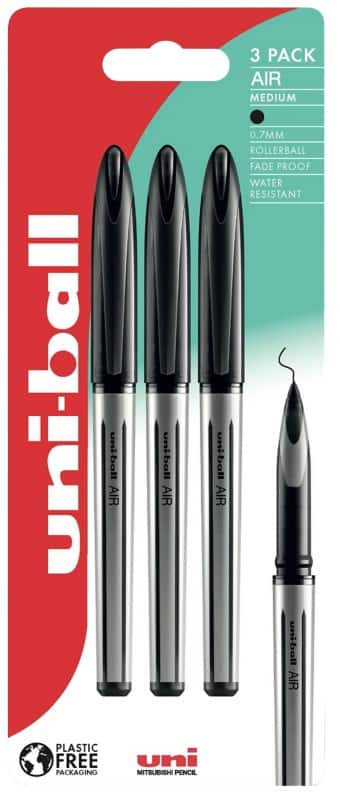 uni-ball Air UBA-188L Rollerball Pen 0.4 mm Black Pack of 3
