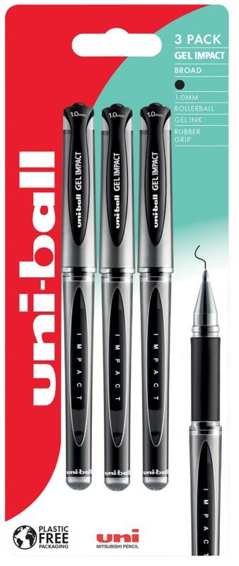 uni-ball Gel Impact UM-153S Rollerball Pen 0.6 mm Black Pack of 3