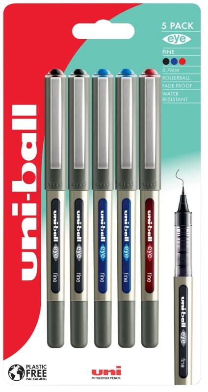 uni-ball Eye UB-157 Rollerball Pen 0.5 mm Assorted Pack of 5