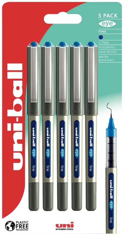 uni-ball Eye UB-157 Rollerball Pen 0.5 mm Blue Pack of 5