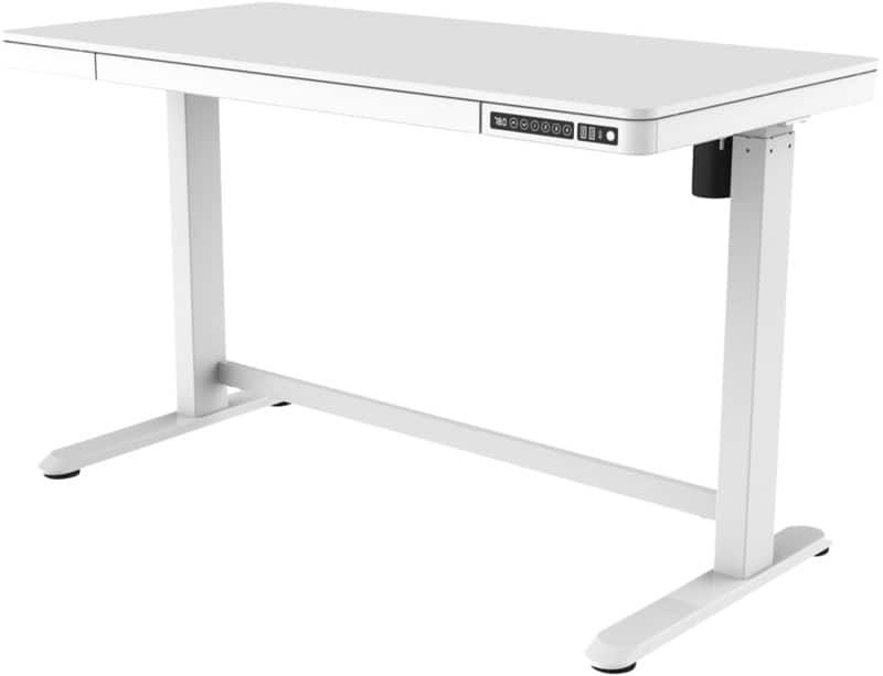 euroseats Electronically Height Adjustable Sit Stand Desk White C-Foot 1 Drawer 2 Pedestals 1,202 (W) x 602 (D) x 1,210 (H) mm Metal