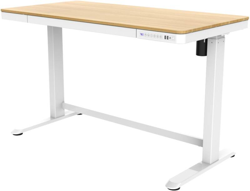 euroseats Sit Stand Desk Rectangular Oak C-Foot 1 Drawer 1,202 (W) x 602 (D) x 1,210 (H) mm Metal
