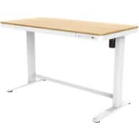 euroseats Sit Stand Desk Rectangular Oak C-Foot 1 Drawer 1,202 (W) x 602 (D) x 1,210 (H) mm Metal