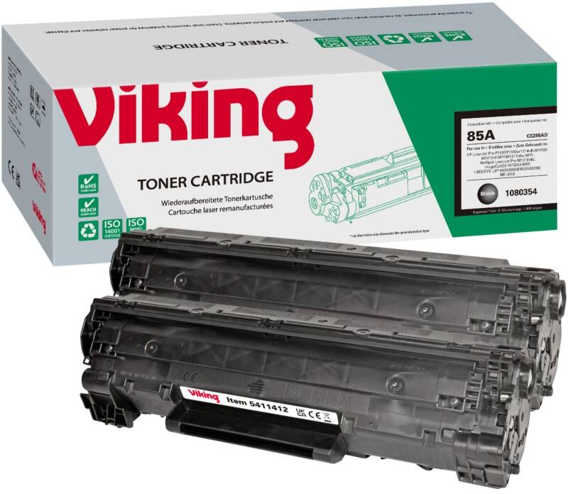 Viking 85A Compatible HP Toner Cartridge CE285AD Black Pack of 2 Duopack