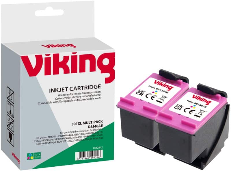 Viking 301XL Compatible HP Ink Cartridge CH564EEv1 Cyan, Magenta, Yellow Pack of 2 Duopack