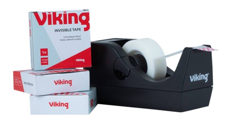 Viking Tape Dispenser Black 130 (W) mm + 3 Invisible Tape Rolls