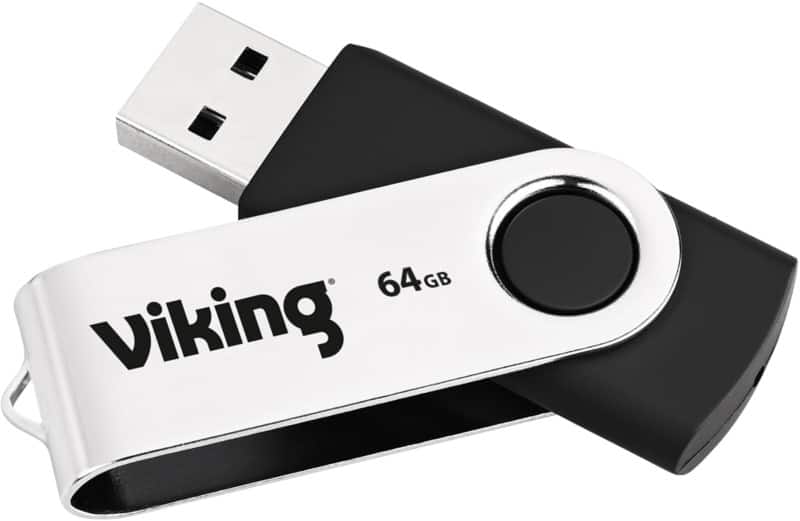 Viking USB Flash Drive USB 2.0 64 GB Black, Silver