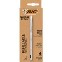 BIC Cristal Metal Ballpoint Pen Black Medium 0.32 mm with 2 refills